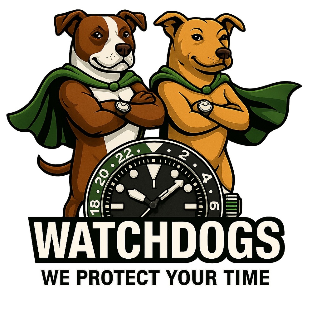 Josie and Tonks.
We are superhero watchdogs! We love watches! Of course…TREATS!